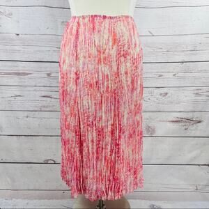 Ruby Rd. pink peach crinkle skirt midi elastic wb